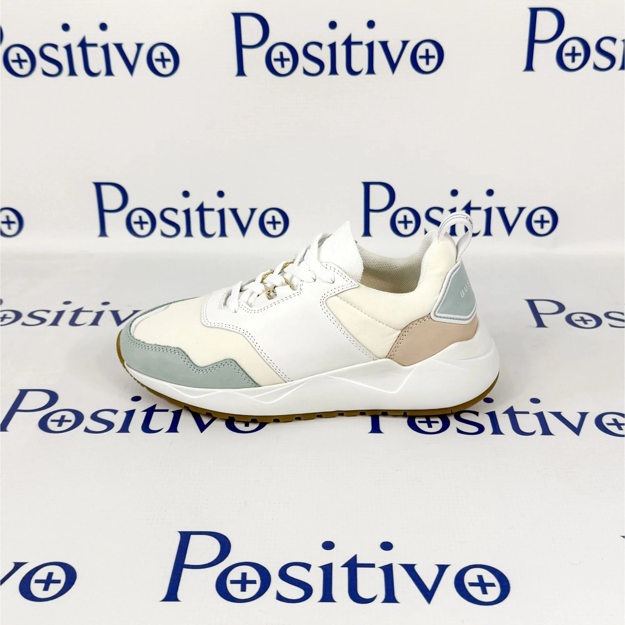Buscemi Womens Ventura Light Blue Trio Leather Sneakers