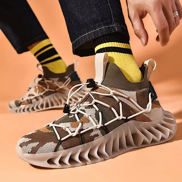 Camouflage Blade Student Basketball Shoes Men's Flying Knitted Sports