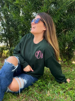 Candy Cane Thread Monogrammed Sweatshirt (Ships in 1-2 Weeks)
