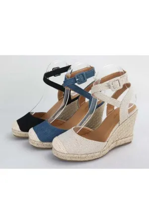 Cape Toe Ankle Straps Espadrille Wedge High Heel Dressy Shoes