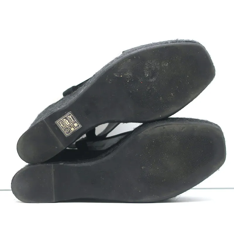 Castaner Crisscross Platform Espadrille Wedge Sandals Black Size 38