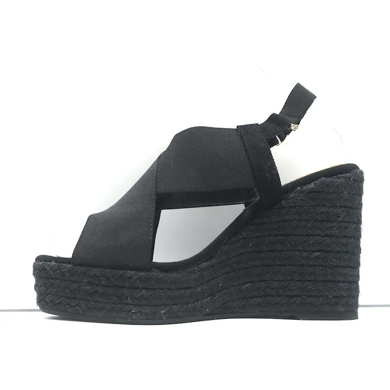 Castaner Crisscross Platform Espadrille Wedge Sandals Black Size 38