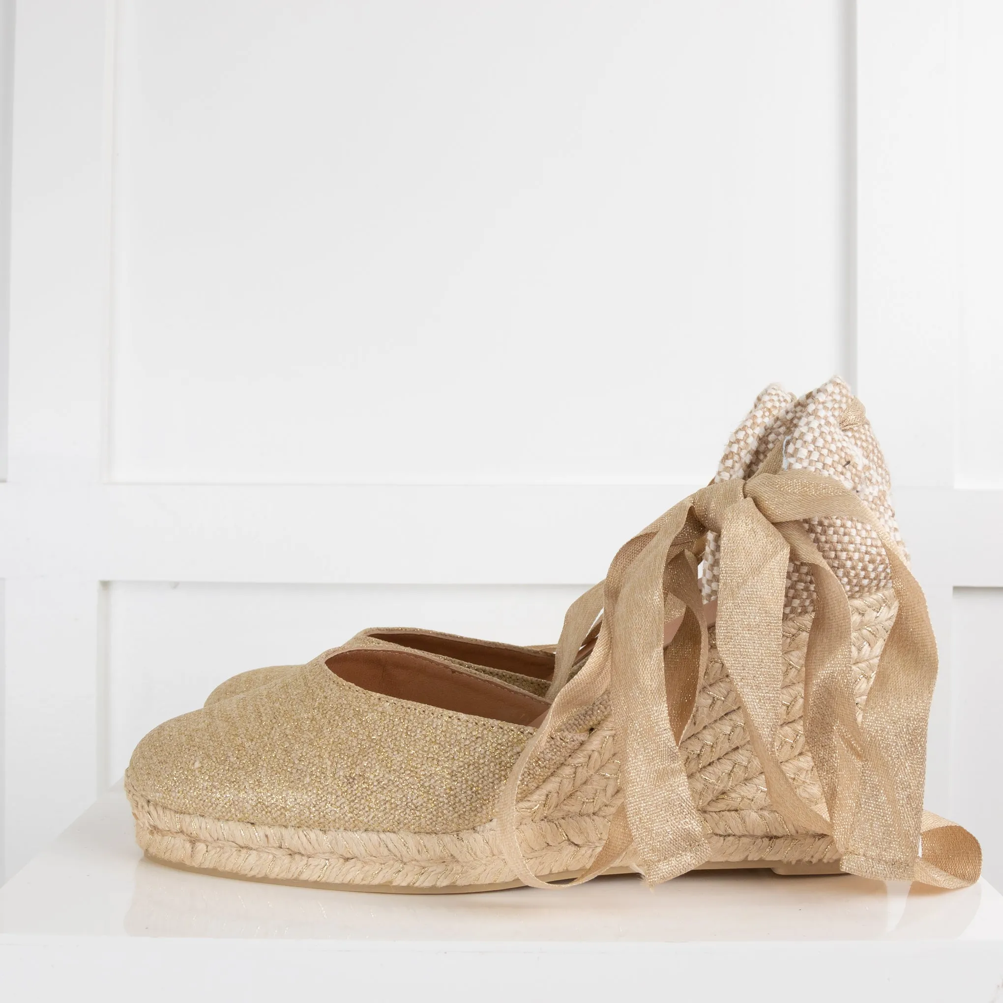 Castaner Espadrilles Gold Sparkle Wedges