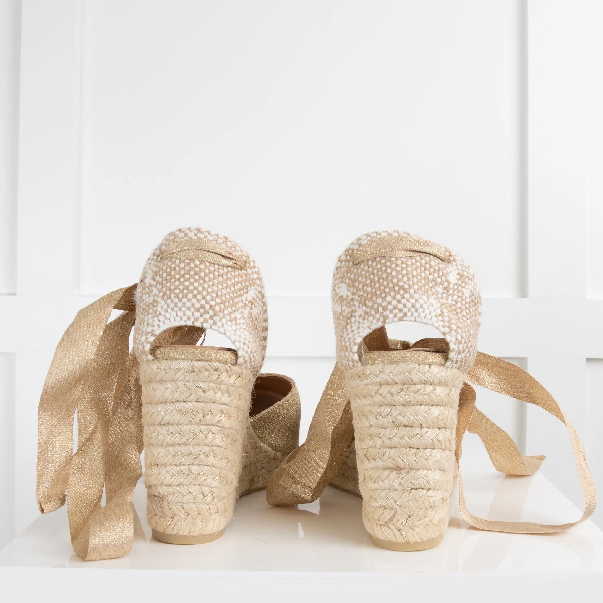 Castaner Espadrilles Gold Sparkle Wedges