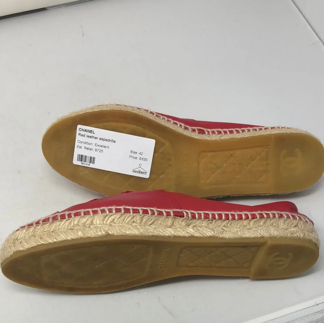 CHANEL Red leather espadrille