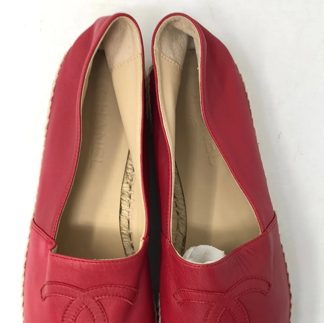 CHANEL Red leather espadrille