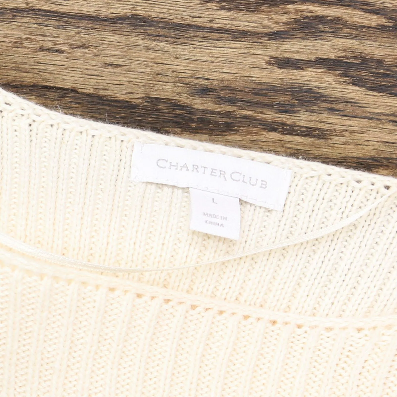Charter Club Women's Boat-Neck Ribbed-Knit Sweater Ivory Large