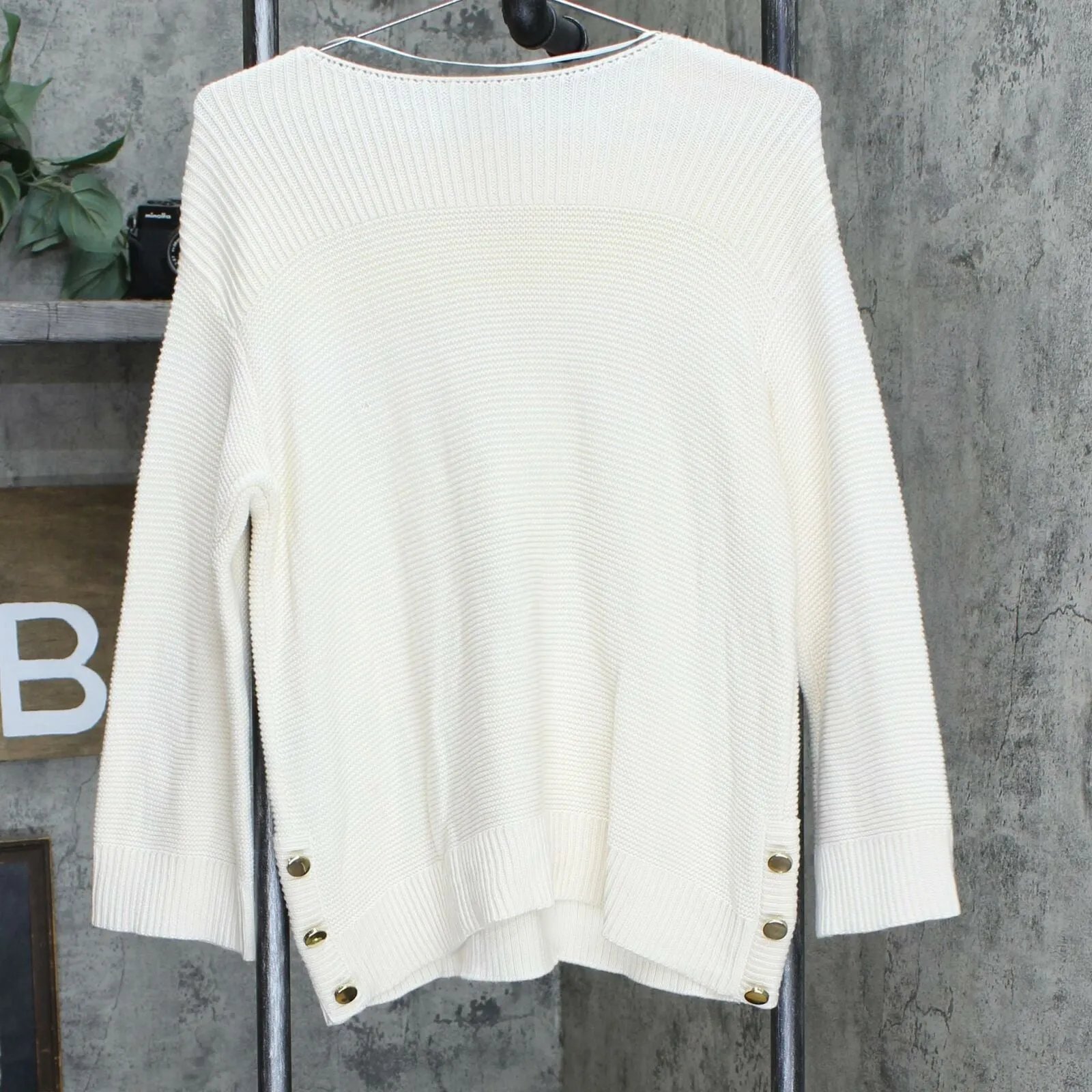 Charter Club Women's Boat-Neck Ribbed-Knit Sweater Ivory Large