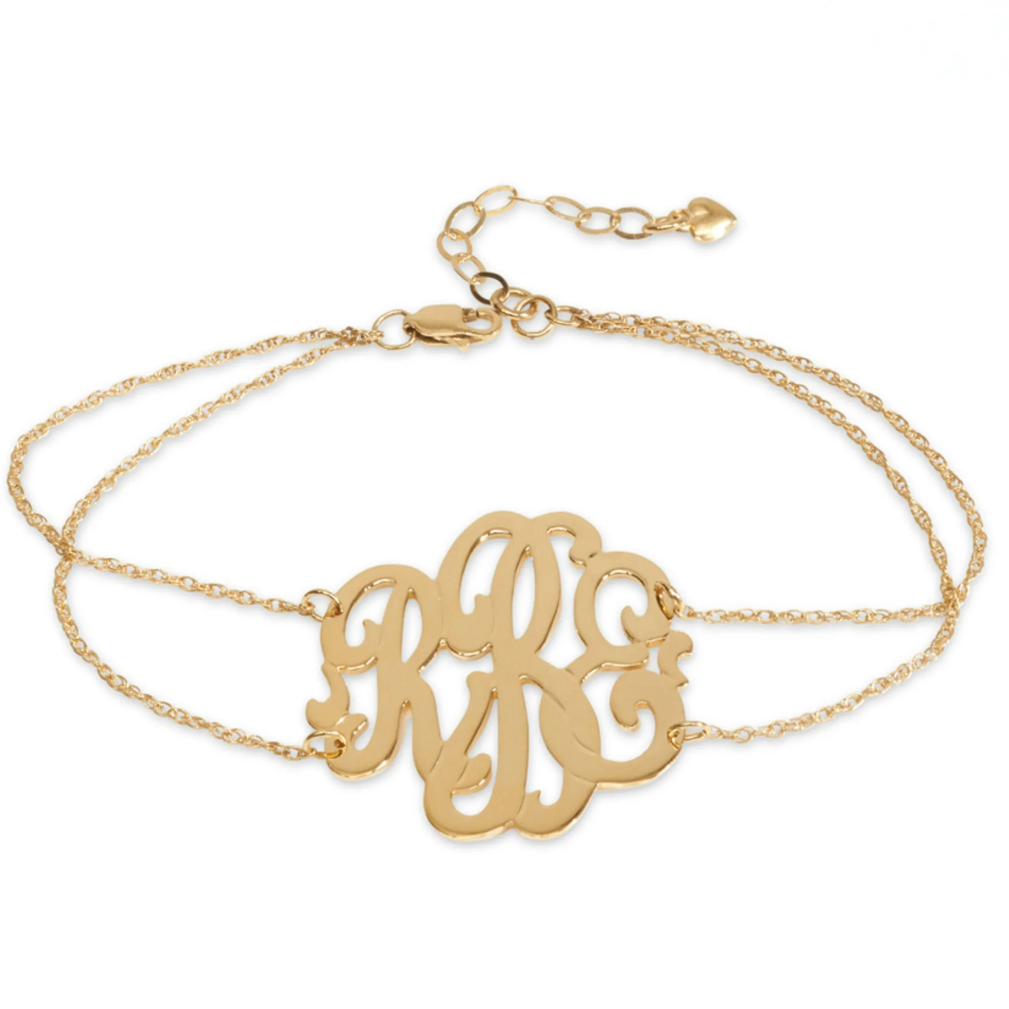 Cheshire Handcut Monogram Double Chain Bracelet