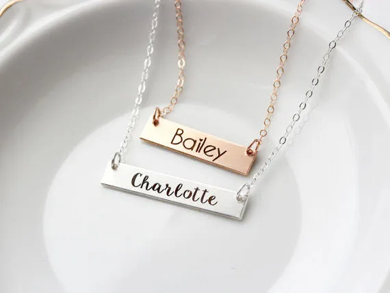 Children's Engraved Bar Necklace | .25" Thick Bar