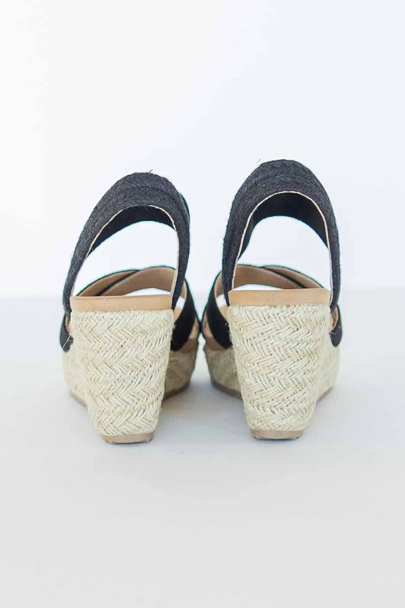 [CL CHINESE LAUNDRY]KEY WORD ESPADRILLE WEDGE SANDAL-BLACK