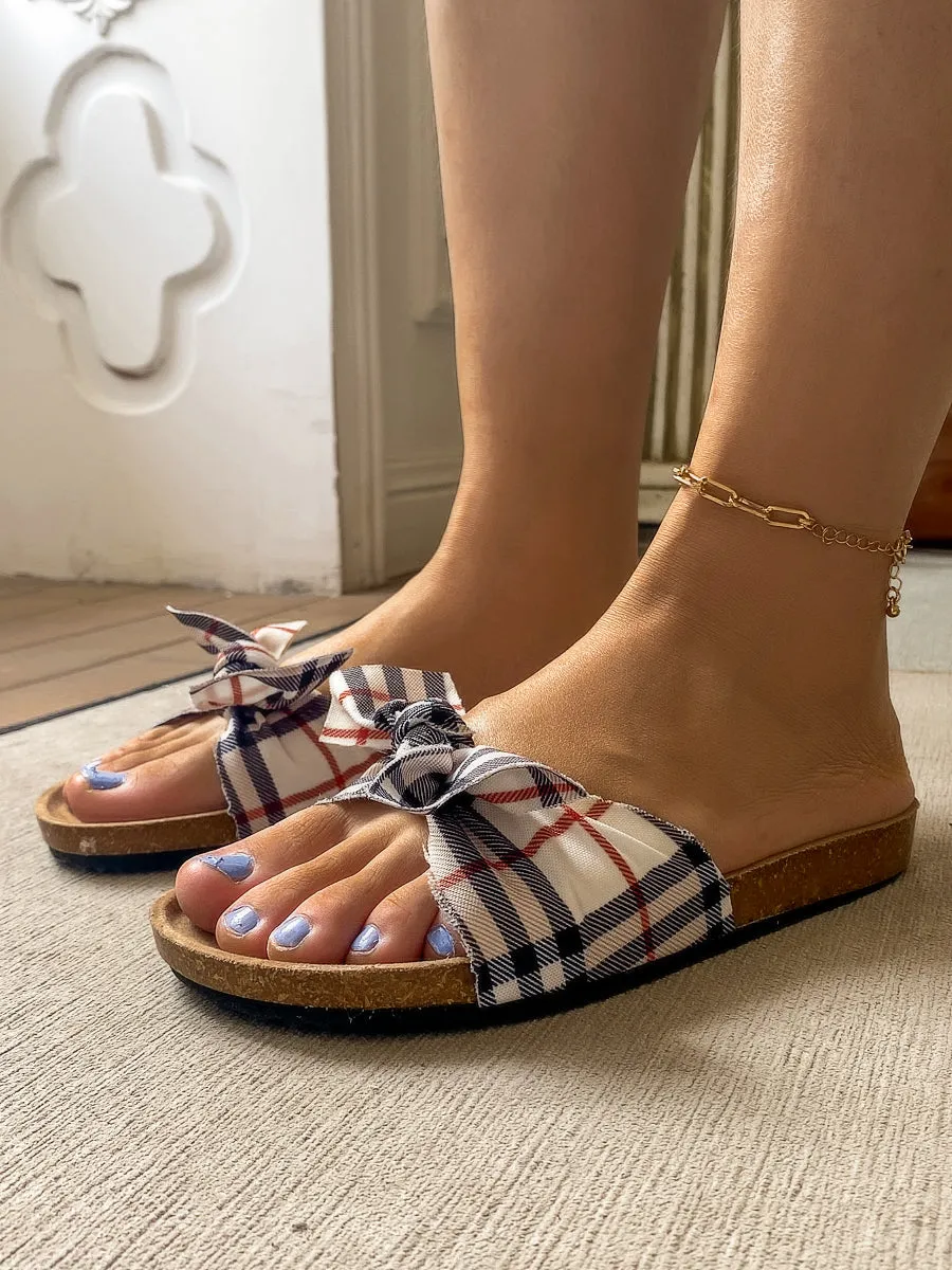 Classic Gingham Slide Sandals Sliders Shoes