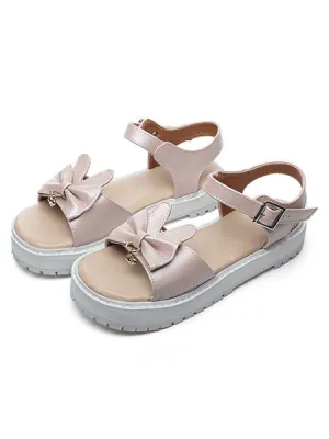 Classic Lolita Sandals Bow Buckled Platform PU Lolita Summer Shoes