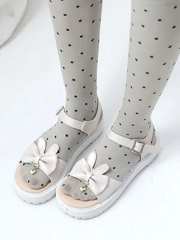 Classic Lolita Sandals Bow Buckled Platform PU Lolita Summer Shoes