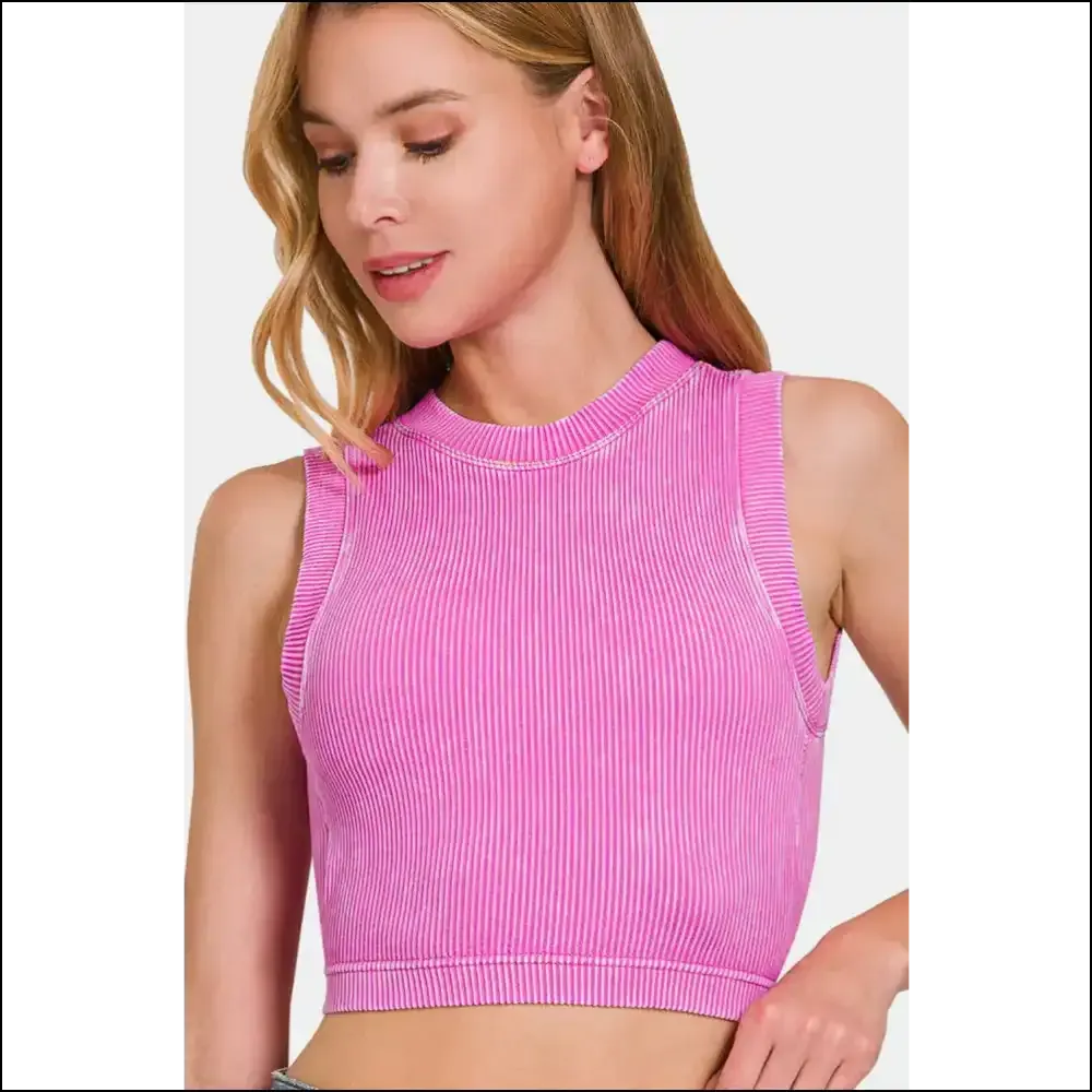 Conquer Workouts and Chill in Style with Zenana Washed Ribbed Crop Tank