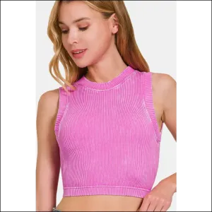 Conquer Workouts and Chill in Style with Zenana Washed Ribbed Crop Tank
