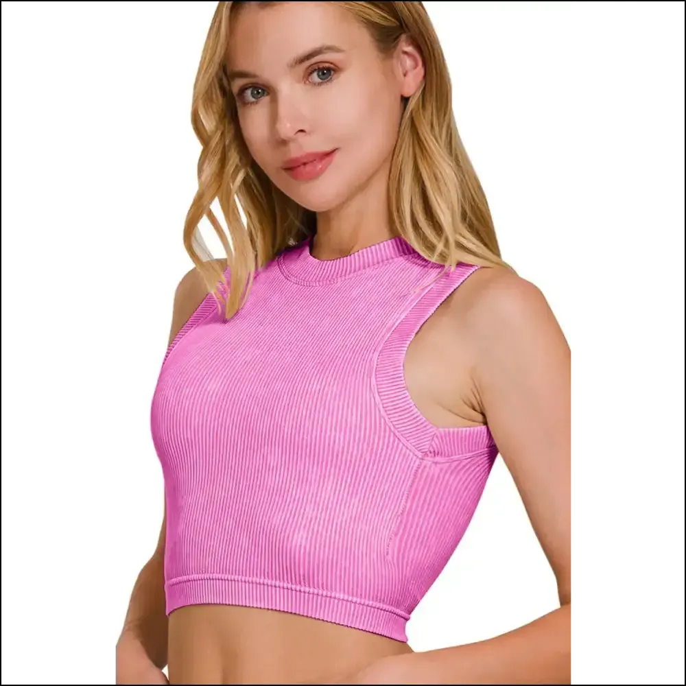 Conquer Workouts and Chill in Style with Zenana Washed Ribbed Crop Tank