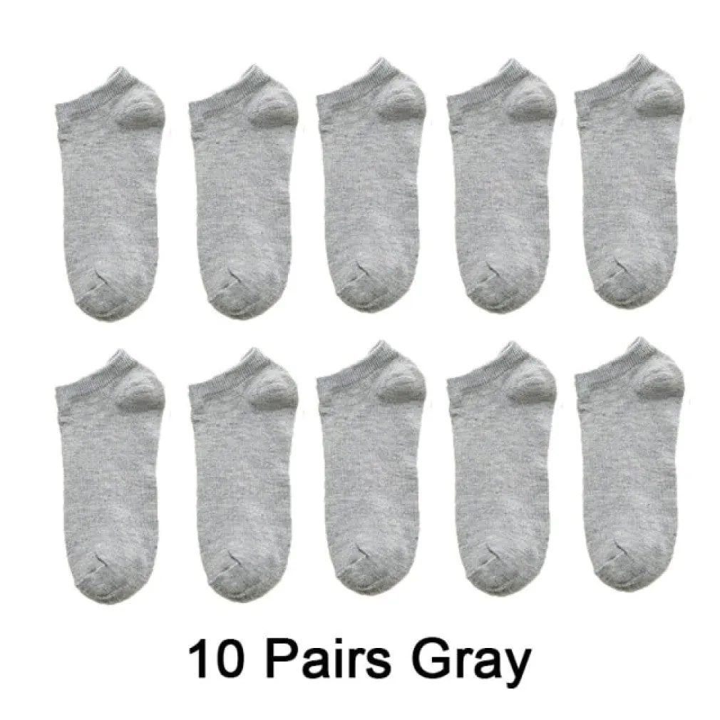 ContiNent 33 10 Pairs=20pcs Women Man Socks Breathable Sports socks Solid Color Boat socks Comfortable Cotton Ankle Socks White