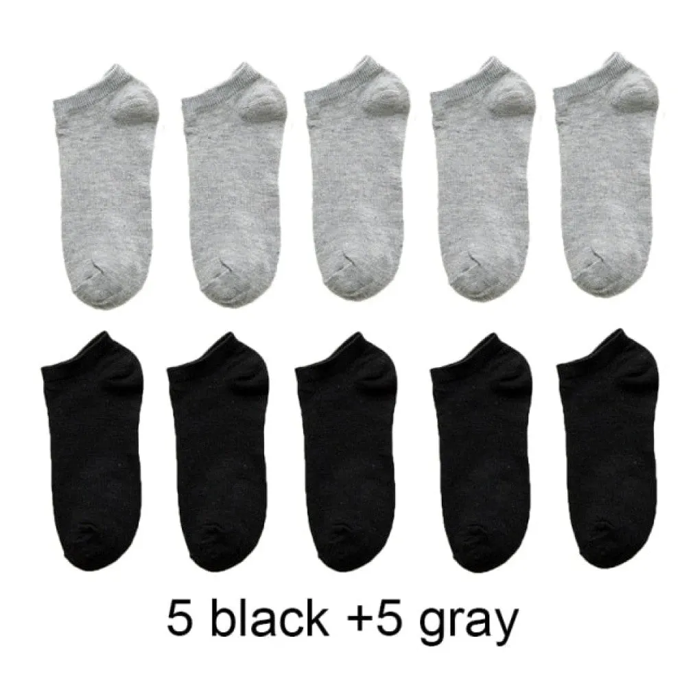 ContiNent 33 10 Pairs=20pcs Women Man Socks Breathable Sports socks Solid Color Boat socks Comfortable Cotton Ankle Socks White