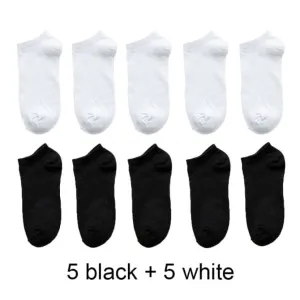 ContiNent 33 10 Pairs=20pcs Women Man Socks Breathable Sports socks Solid Color Boat socks Comfortable Cotton Ankle Socks White