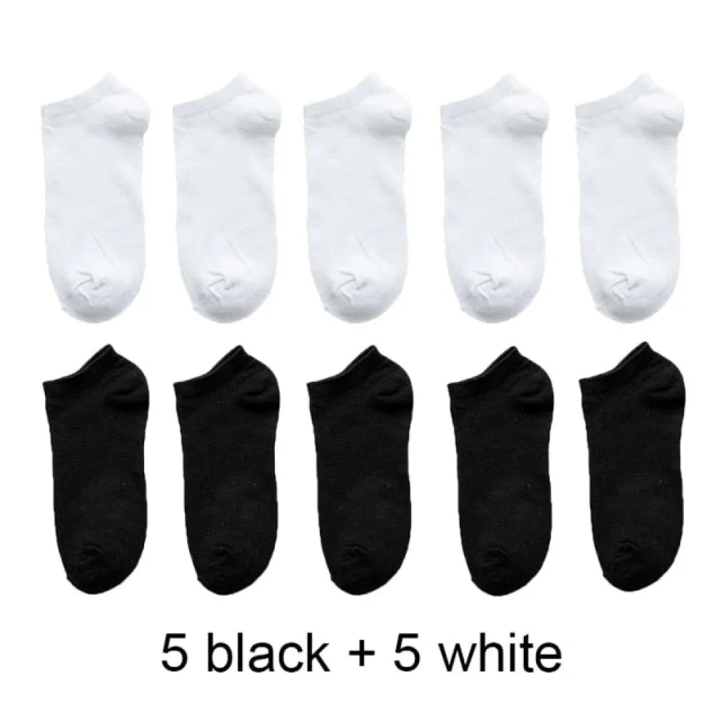 ContiNent 33 10 Pairs=20pcs Women Man Socks Breathable Sports socks Solid Color Boat socks Comfortable Cotton Ankle Socks White