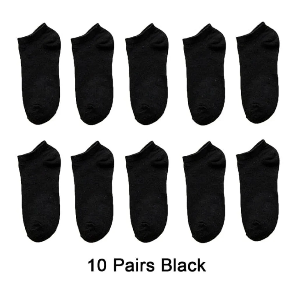 ContiNent 33 10 Pairs=20pcs Women Man Socks Breathable Sports socks Solid Color Boat socks Comfortable Cotton Ankle Socks White