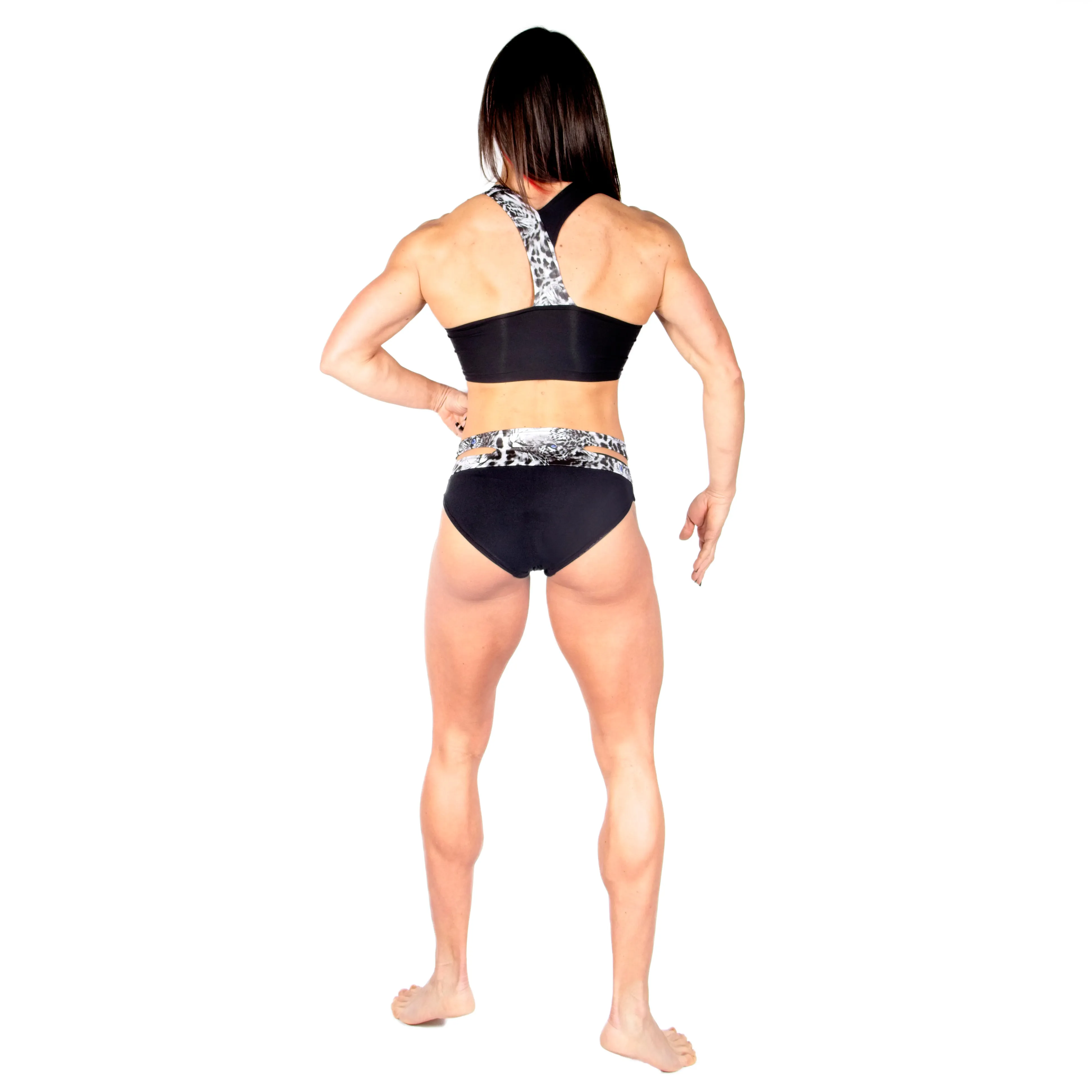 Coretta Split Micro Shorts - Grey Leopard / Black