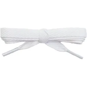 Cotton Flat 3/8" Laces Custom Length with Tip - White (1 Pair Pack) Shoelaces