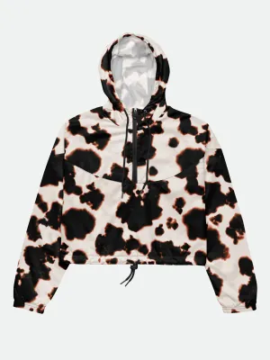 Cow print women’s cropped windbreaker