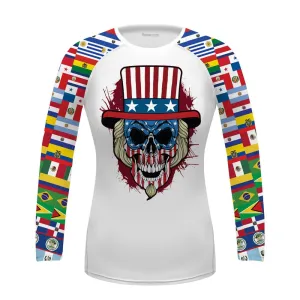 Crest Flag Sleeves Women's BJJ Rash Guard