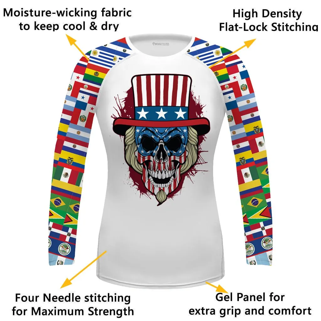 Crest Flag Sleeves Women's BJJ Rash Guard