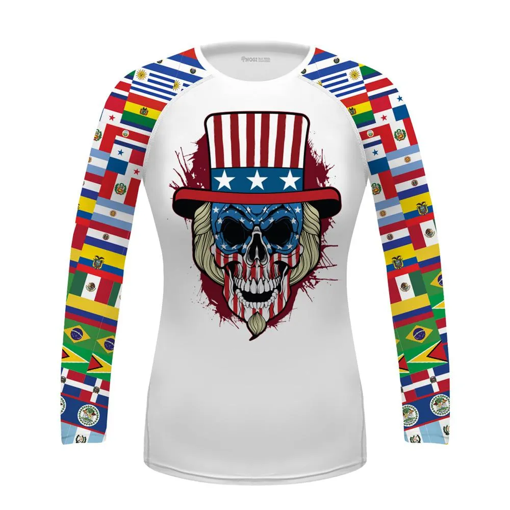 Crest Flag Sleeves Women's BJJ Rash Guard