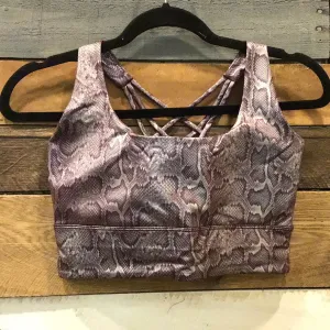Criss Cross Burgundy Snake Print Bra
