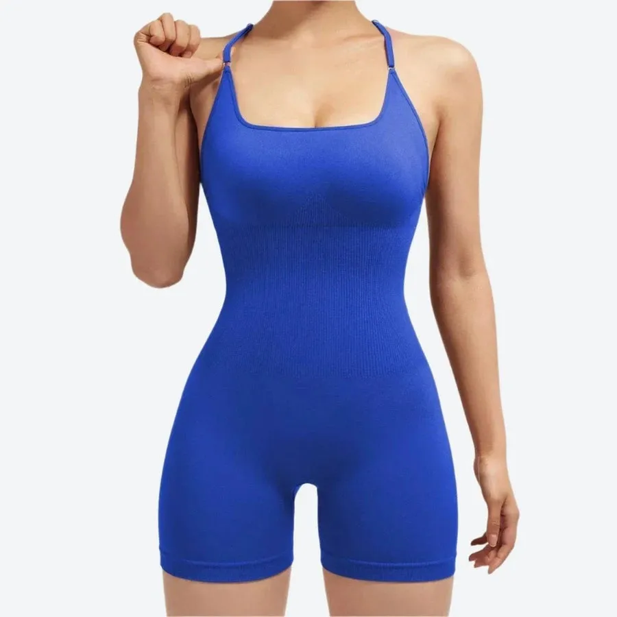 Crisscross Back Slim Fit Workout Jumpsuits