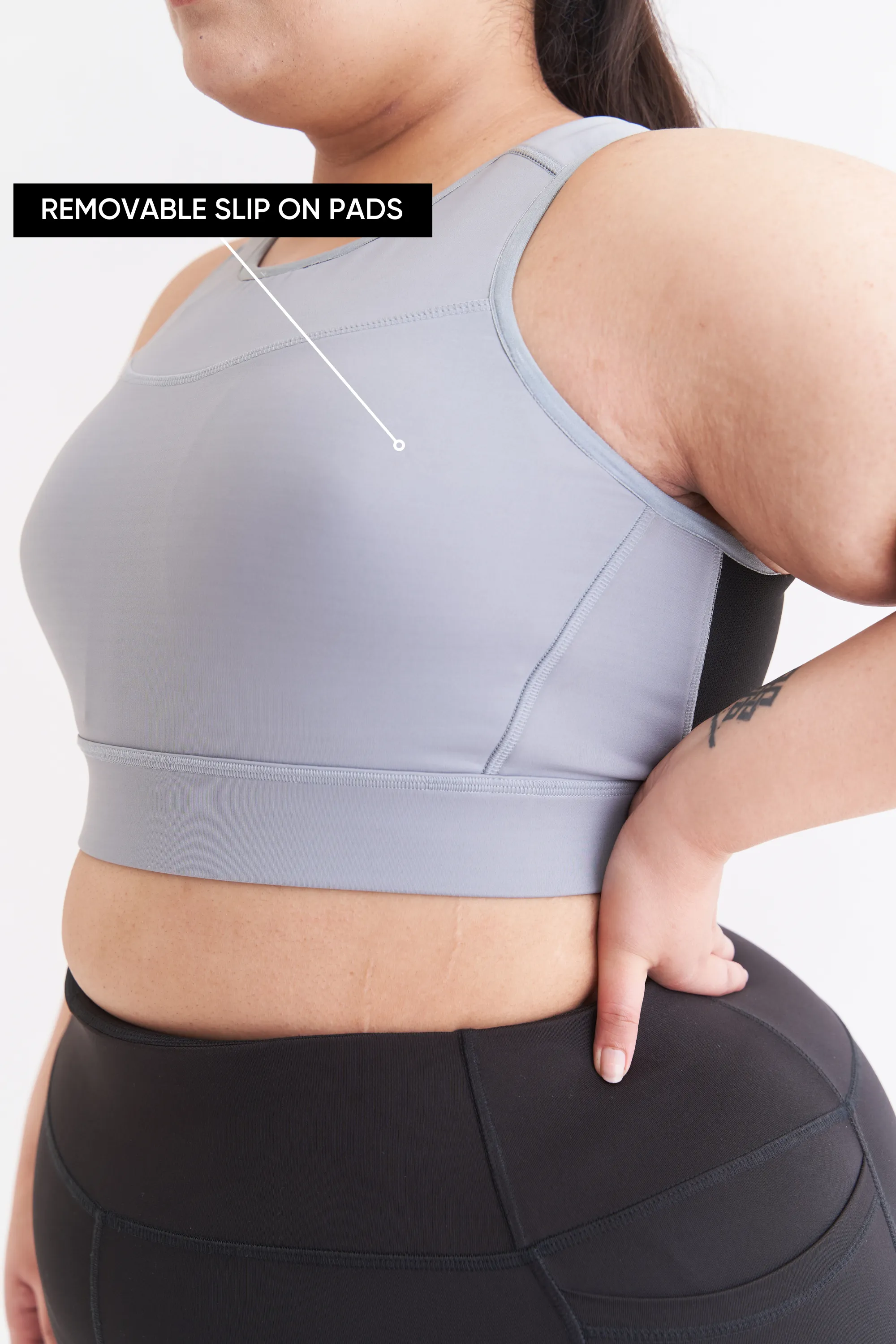 Cross Strap Sports Bra: Grey