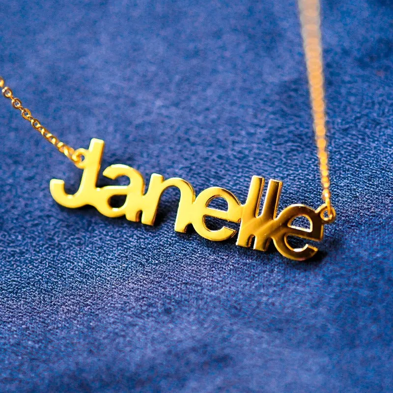 Custom All Capitals Yellow Gold Name Necklace