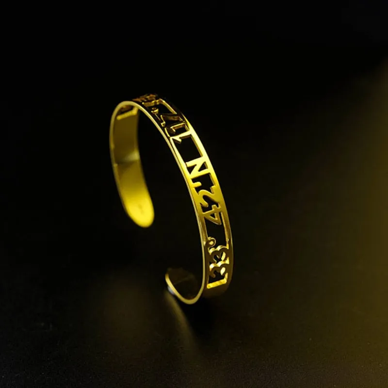 Custom Coordinates Cuff Bracelet