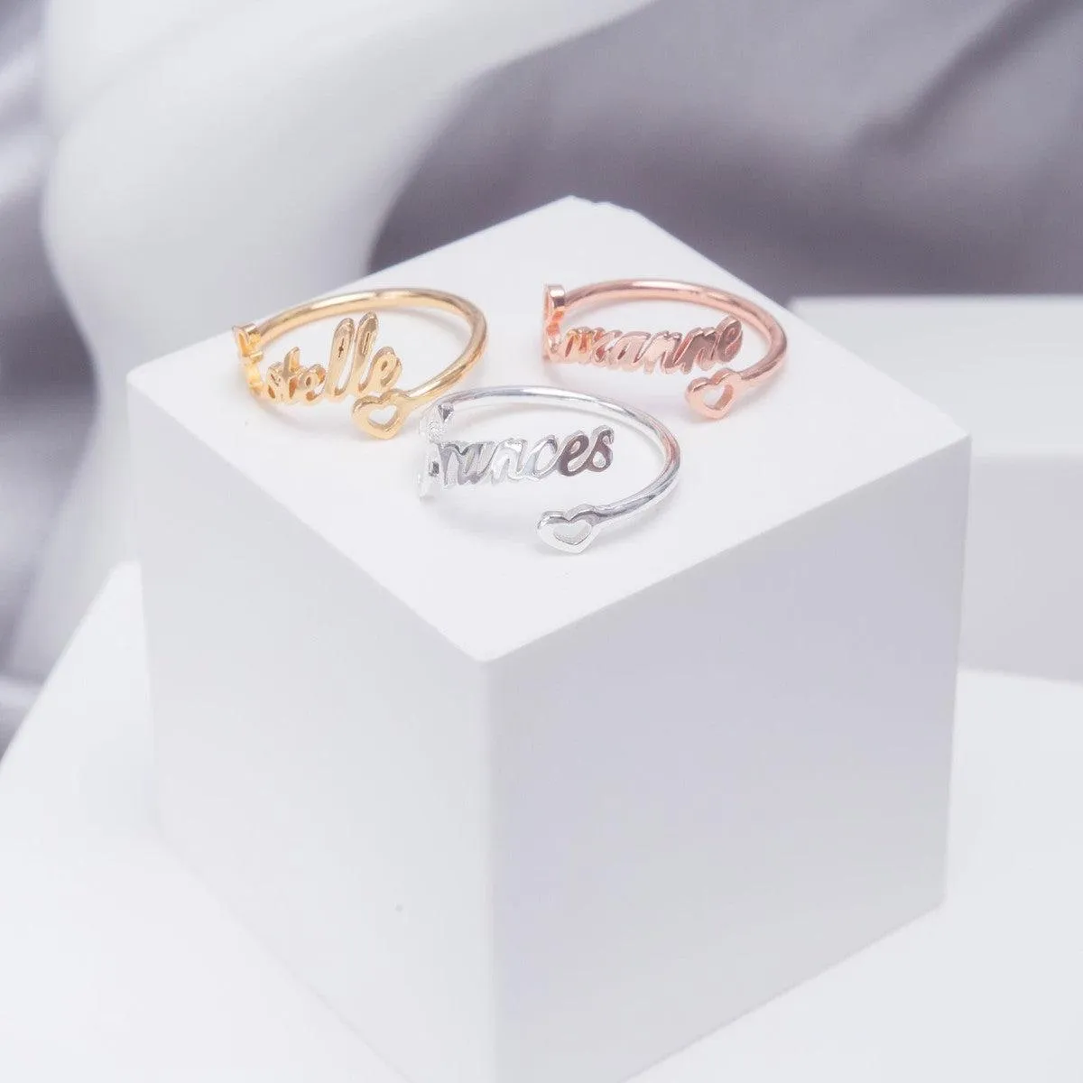 Custom Heart Name Ring
