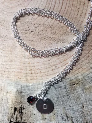 Custom Initial Necklace with Birthstone Briolette
