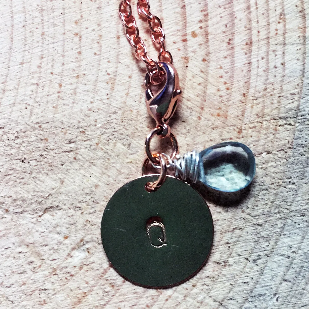 Custom Initial Necklace with Birthstone Briolette
