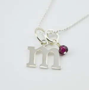 Custom Initial Sterling Silver Necklace with Birthstone