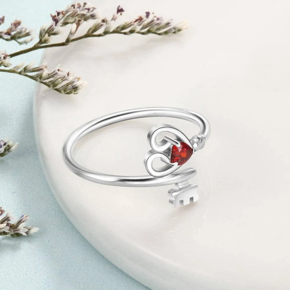 Custom Made Key To My Heart Birthstone Ring