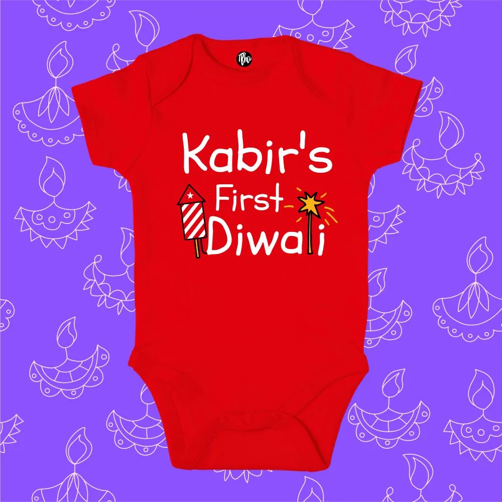 Custom Name First Diwali Onesie for Baby Boys & Baby Girls