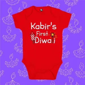 Custom Name First Diwali Onesie for Baby Boys & Baby Girls