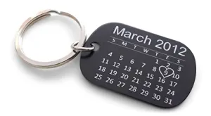 Custom Personalized Aluminum Anniversary Calendar Keychain, Anniversary Gift, Husband Wife Key Chain, Boyfriend Girlfriend Gift, Customized Couples Keychain