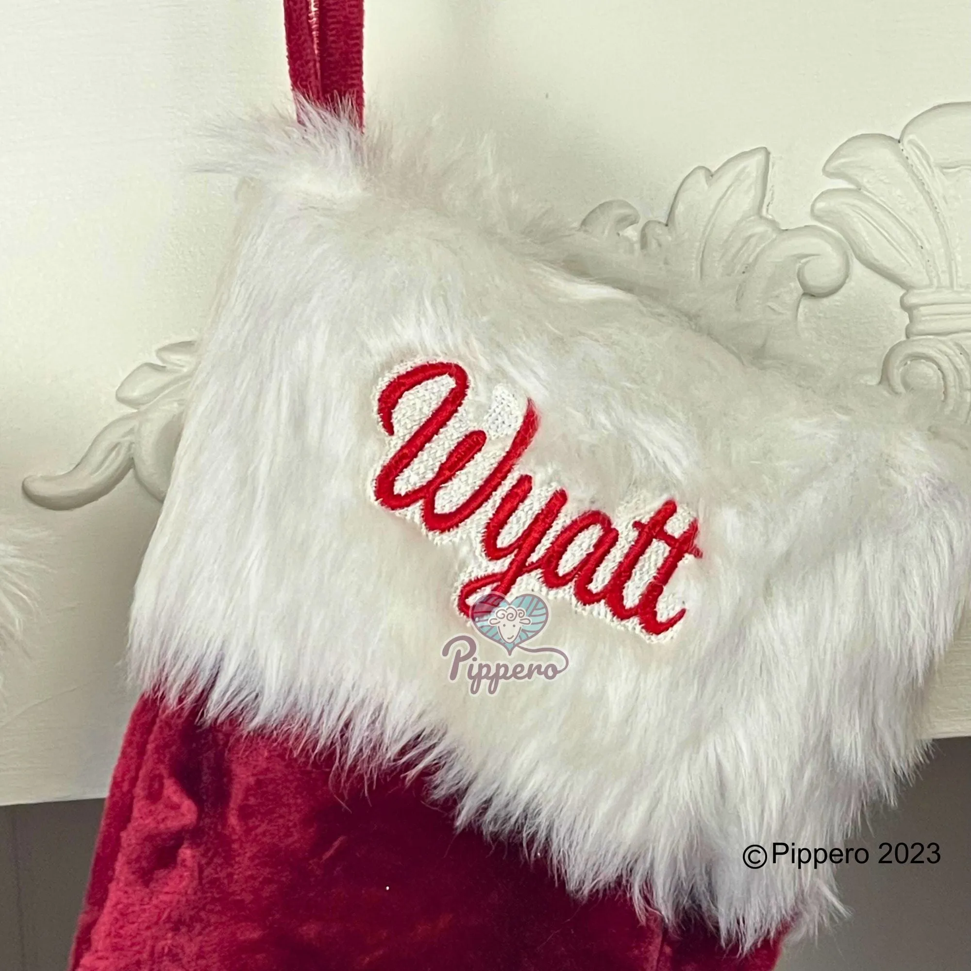 Custom Personalized Embroidered Monogrammed Plush Classic Red Velvet Family Christmas Stockings