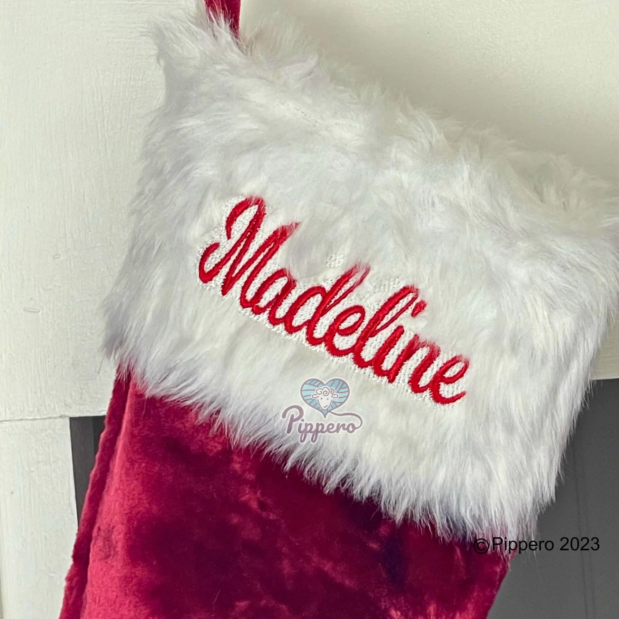 Custom Personalized Embroidered Monogrammed Plush Classic Red Velvet Family Christmas Stockings