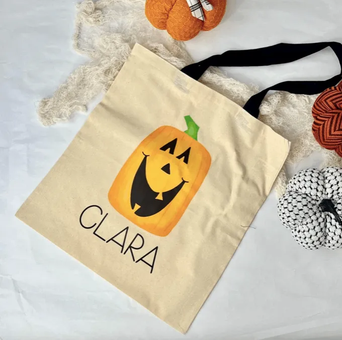 Custom Pumpkin Halloween Trick or Treat Bag