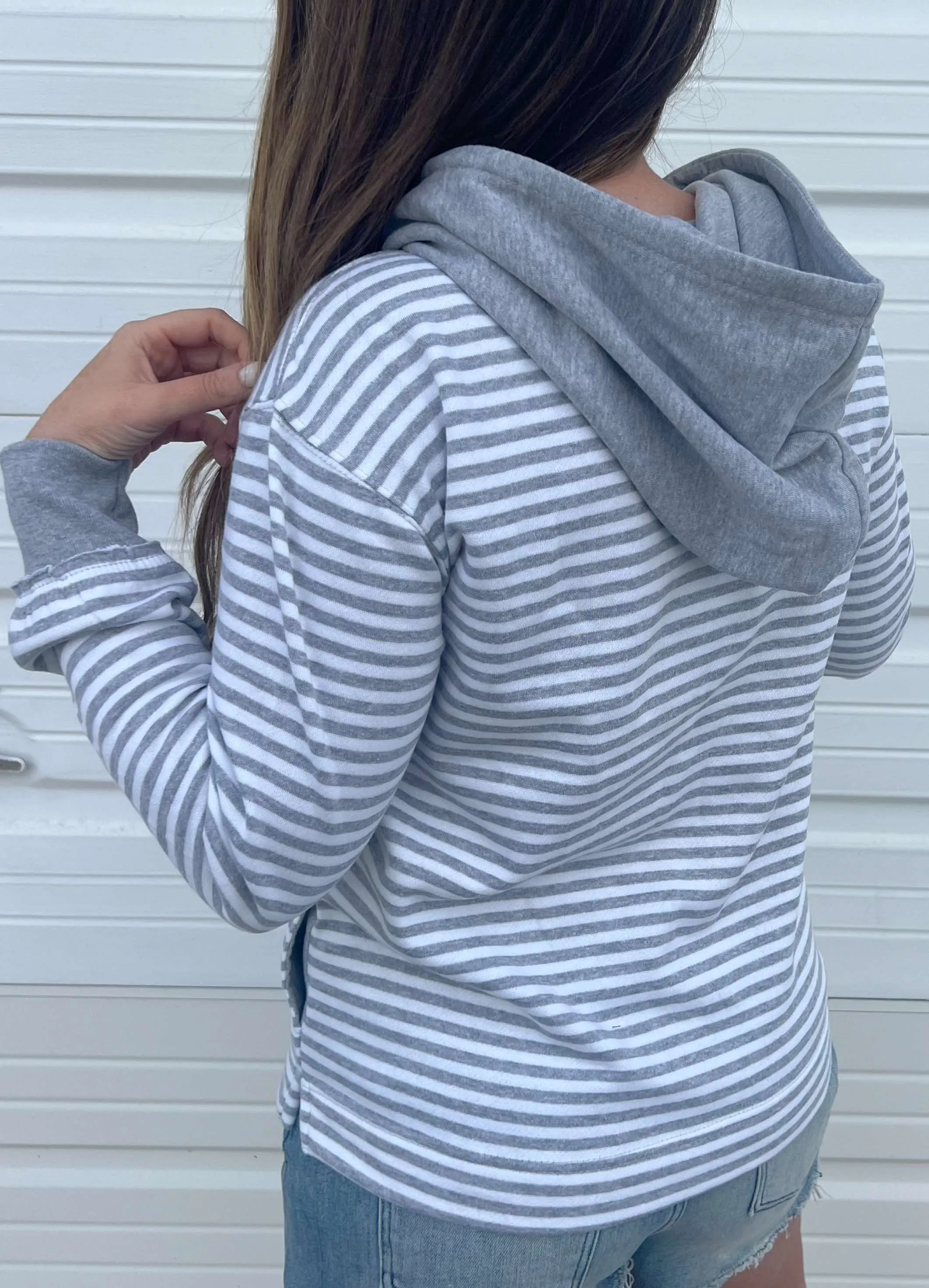 Custom Script Initial Embroidered Striped Hoodie by Prep Obsessed (Ships in 3 Weeks)