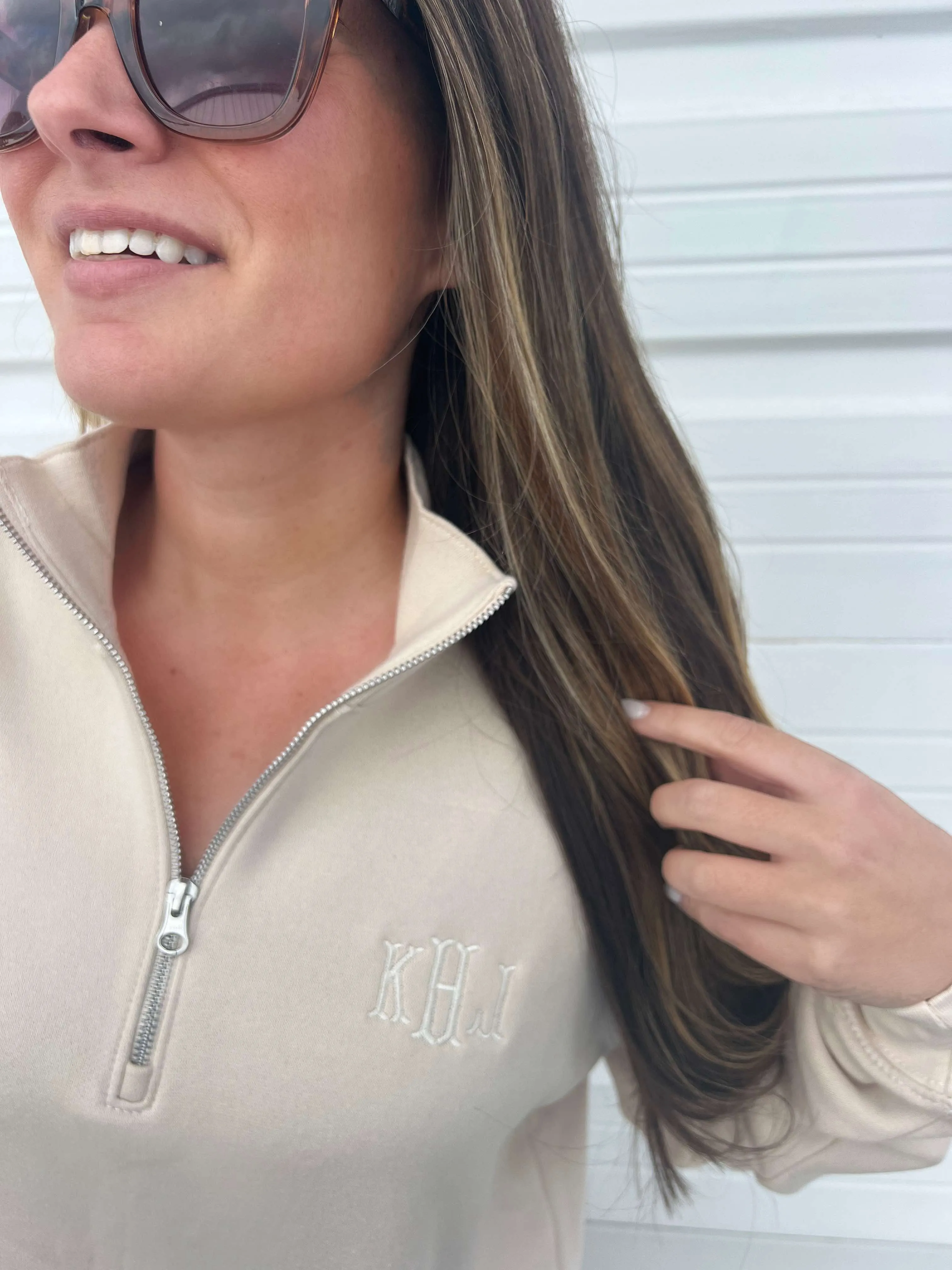 Custom Tonal Monogram Quarter Zip Pullover by Prep Obsessed (Ships in 3 Weeks)